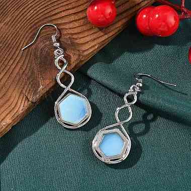 Hexagon Opalite Dangle Earrings(EJEW-K298-01P-06)-2