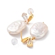 Pendientes rectangulares de perlas naturales para mujer.(EJEW-E303-28G)-2