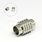 Tarnish Resistant 304 Stainless Steel Magnetic Clasps with Glue-in Ends, Column, Stainless Steel Color, 20x12mm, Hole: 8mm(STAS-K006-31C)