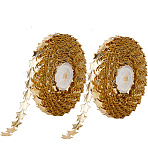 2 Rolls Cloth Star Lace Trims, Decor Lace Ribbons, Gold, 1/2 inch(14mm), about 10.94 Yards(10m)/Roll(STIC-GF0001-37B)