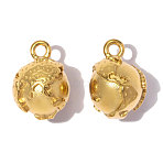 304 Stainless Steel Charms, Ion Plating(IP), Globe Charms, Hand Polished, Real 18K Gold Plated, 15x11mm, Hole: 2mm(SA-OY002-07G)