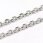 Tarnish Resistant 304 Stainless Steel Cable Chains, Diamond Cut Chains, Unwelded, Faceted, Oval, Stainless Steel Color, 4.5mm, Link: 4.5x1.2x5.6mm(CHS-L001-68-1.2mm)