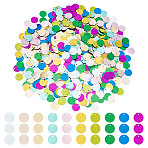 2000Pcs 10 Colors Ornament Accessories, PVC Plastic Paillette/Sequins Pendants, Flat Round, Mixed Color, 10x0.2mm, Hole: 1mm, 200pcs/color(PVC-OC0001-14A)
