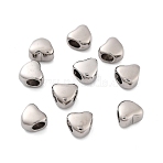 Non-Tarnish 316 Surgical Stainless Steel European Beads, Large Hole Beads, Heart, Stainless Steel Color, 10x11x7.6mm, Hole: 5mm(STAS-K276-29P)