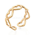 Ion Plating(IP) 304 Stainless Steel Open Heart Wrap Cuff Ring for Women, Nickel Free, Real 18K Gold Plated, 6mm, Inner Diameter: 17mm(RJEW-S405-194G)