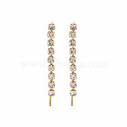 Brass Micro Pave Clear Cubic Zirconia Stud Earring Findings, For Half Drilled Bead, Nickel Free, Cuboid, Real 18K Gold Plated, 31x2.5mm, Pin: 0.6mm, Pin: 0.6mm(for Half Drilled Bead)(X-KK-S360-173)