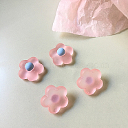 Resin Frosted Cabochons, DIY for Earrings & Bobby pin Accessories, Flower, Pink, 17x17mm(RESI-TAC0001-05E)