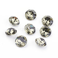Pointed Back & Back Plated K9 Glass Rhinestone Cabochons, Grade A, Faceted, Flat Round, Greige, 8x4.5mm(RGLA-J012-8mm-284)