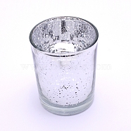 Plated Glass Candle Cups, Babysbreath Pattern, Silver, 55x66mm, Inner Diameter: 50mm(AJEW-WH0155-07C)