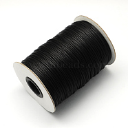 Korean Waxed Polyester Cords, Black, 1.5mm, about 200yards/roll(600 feet/roll)(YC-Q002-1.5mm-101)