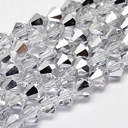 Imitate Austrian Crystal Electroplate Bicone Glass Faceted Bead Strands, Half Grade AA, 4x4mm, Hole: 1mm, about 93~95pcs/strand, 14 inch(X-GLAA-F029-4x4mm-B01)