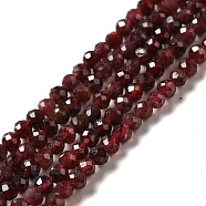 Natural Garnet Beads Strands, Faceted, Round, 3~3.5mm, Hole: 0.6mm, about 140pcs/strand, 15.35''(39cm)(X-G-I341-09B)