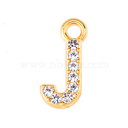 Golden Tone Alloy Rhinestone Pendants, Letter J, 13mm(PW-WGCC773-10)