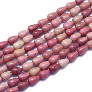 Natural Rhodonite Beads Strands, Drop, 9x6mm, Hole: 0.8mm, about 43pcs/Strand, 14.96 inch(38cm)(G-K310-G01)