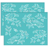 Self-Adhesive Silk Screen Printing Stencil, for Painting on Wood, DIY Decoration T-Shirt Fabric, Turquoise, Bird Pattern, 280x220mm(DIY-WH0338-128)
