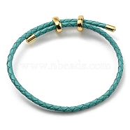 Leather Braided Cord Bracelets, Adjustable Bracelet, Dark Cyan, Inner Diameter: 5/8~2-7/8 inch(1.5~7.3cm)(BJEW-G675-06G-08)