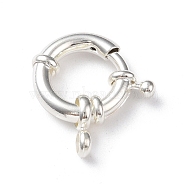 Eco-friendly Brass Spring Ring Clasps, Cadmium Free & Lead Free, Long-Lasting Plated, 925 Sterling Silver Plated, 17x17x2~5mm, Hole: 2mm(KK-D082-02S-C)