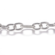 304 Stainless Steel Chain, Figaro Chain, Unwelded, Stainless Steel Color, 7x5x1mm, 10x5.5x1mm(CHS-G017-04P)