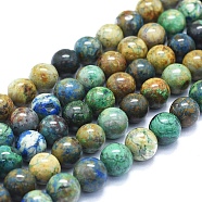 Natural Chrysocolla Beads Strands, Round, 10mm, Hole: 1mm, about 39~40pcs/Strand, 15.35 inch(39cm)(G-E561-17-10mm)