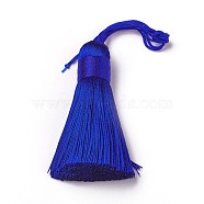 Polyester Tassel Big Pendants, Ice Silk Tassel, Blue, 50~57x12mm(HJEW-K030-A-33)