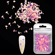 Shining Nail Art Glitter, Manicure Sequins, DIY Sparkly Paillette Tips Nail, Mushroom, Hot Pink, 5.5x4x0.2mm, about 2g/bag(MRMJ-Q072-48D)