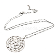 201 Stainless Steel Constellations with Star Pendant Necklace with Cable Chains, Stainless Steel Color, 17.80 inch(45.2cm)(NJEW-Q317-30P)