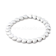 Synthetic Hematite Heart Beaded Stretch Bracelet, Gemstone Jewelry for Women, Silver, Inner Diameter: 2-1/8 inch(5.5cm)(BJEW-JB07694)