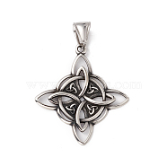 304 Stainless Steel Manual Polishing Pendants, Witch Knot Charms, Antique Silver, 38x34x2.5mm, Hole: 4x9mm(STAS-G267-08AS)