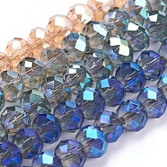 Electroplate Glass Beads Strands, Faceted Rondelle, Mixed Color, 6x5mm, Hole: 1mm, about 87~90pcs/strand, 17~17.5 inch(42.5~43.75cm)(EGLA-D020-6x4mm-M2)
