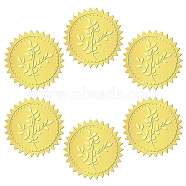12 Sheets Self Adhesive Gold Foil Embossed Stickers, Round Dot Medal Decorative Decals for Envelope Card Seal, Leaf, Size: about 165x211mm, Stickers: 50mm, 12 sheets/set(DIY-WH0451-018)