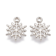 CCB Plastic Pendants, Snowflake, Platinum, 20x15x1.5mm, Hole: 2mm(CCB-J035-016P)