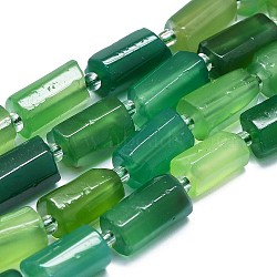Natural Green Onyx Agate Beads Strands, with Seed Beads, Faceted, Column, Dyed & Heated, 12~13x6~8x6~8mm, Hole: 1mm, about 28pcs/strand, 15.55''~15.75'(39.5~40cm)(G-K245-I05-A01)