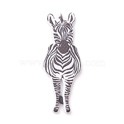 Opaque Acrylic Pendant, Zebra Charm, Black, 52x20x2mm, Hole: 1mm(MACR-K340-01B)