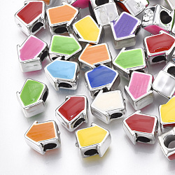 UV Plating Acrylic European Beads, with Enamel, Large Hole Beads, Allow, Mixed Color, Platinum, 10.5x9x7.5mm, Hole: 4mm(OACR-T005-90P)