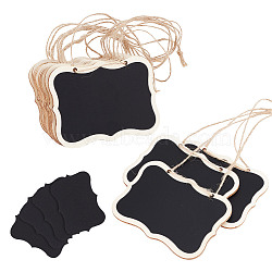 Mini Wooden Hanging Chalkboard, Cute Blackboard Craft Decoration, with Jute Twine, with Black PVC Self-Adhesive Sticker, Black, 16~16.3cm, 10pcs(HJEW-DR0001-06)