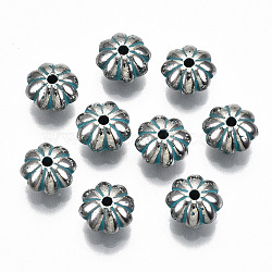 CCB Plastic Beads, Flower, Turquoise, 8x5mm, Hole: 1.5mm(CCB-T011-111)