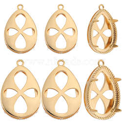 Beebeecraft 10Pcs 2 Styles Brass Pendant Rhinestone Settings, Basket Pendant Setting with Prongs Mounting, Teardrop, Real 24K Gold Plated, Tray: 14.5~18.5x10.5~13mm, 18~22.5x12~15x5.5~6.5mm, Hole: 1.2~1.5mm, 5pcs/style(KK-BBC0008-53)