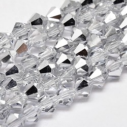 Imitate Austrian Crystal Electroplate Bicone Glass Faceted Bead Strands, Half Grade AA, 4x4mm, Hole: 1mm, about 93~95pcs/strand, 14 inch(X-GLAA-F029-4x4mm-B01)