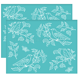 Self-Adhesive Silk Screen Printing Stencil, for Painting on Wood, DIY Decoration T-Shirt Fabric, Turquoise, Bird Pattern, 280x220mm(DIY-WH0338-128)
