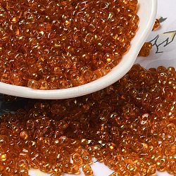 Spray Painted Glass Seed Beads, Peanut, Orange, 4~5x2~2.5x2~2.5mm, Hole: 0.8~0.9mm, about 8500pcs/pound(SEED-F005-05A-03)