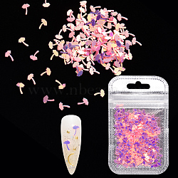 Shining Nail Art Glitter, Manicure Sequins, DIY Sparkly Paillette Tips Nail, Mushroom, Hot Pink, 5.5x4x0.2mm, about 2g/bag(MRMJ-Q072-48D)