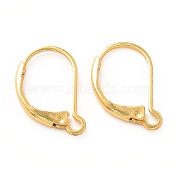 Brass Leverback Earring Findings, with Loop, Real 18K Gold Plated, 16x12x2mm, Hole: 1.5mm, Pin: 0.5mm(KK-F828-03G)