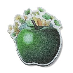 Saint Patrick's Day Opaque Printed Acrylic Pendants, Apple, 41.5x36.5x2mm, Hole: 1.6mm(MACR-M038-01K)