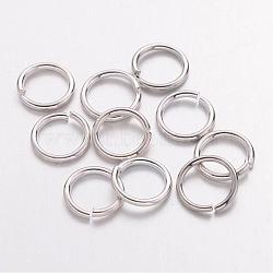 Platinum Color Brass Open Jump Rings, Cadmium Free & Nickel Free & Lead Free, 18 Gauge, 8x1mm, Inner Diameter: 6mm, about 70pcs/10g(X-JRC8mm-NF)