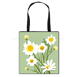 Daisy Flower Printed Polyester Shoulder Bag, Rectangle, Yellow Green, 39.5x39cm(PW-WG89199-14)