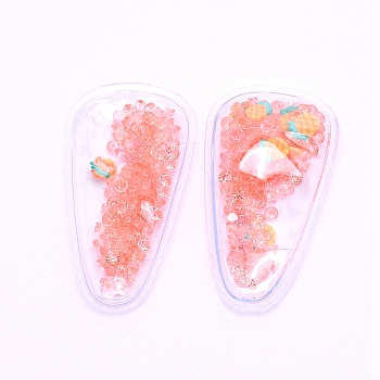 Plastic with Resin and Polymer Clay Accessories, DIY for Bobby pin Accessories, Oval with Pineapple, Light Salmon, 55x29x5mm