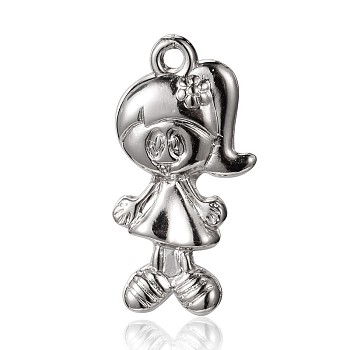 CCB Plastic Girl Pendants, Platinum, 31x16x5mm, Hole: 2mm