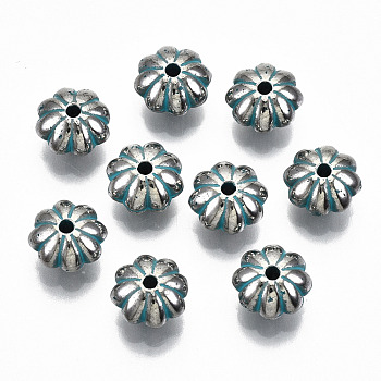 CCB Plastic Beads, Flower, Turquoise, 8x5mm, Hole: 1.5mm