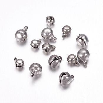 304 Stainless Steel Bell Charms, Stainless Steel Color, 11x8mm, Hole: 2mm