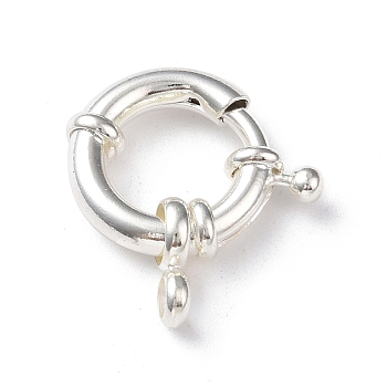 Eco-friendly Brass Spring Ring Clasps, Cadmium Free & Lead Free, Long-Lasting Plated, 925 Sterling Silver Plated, 17x17x2~5mm, Hole: 2mm
